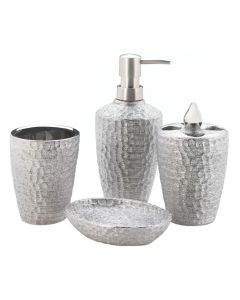 HAMMERED SILVER TEXTURE BATH ACCESSORIES