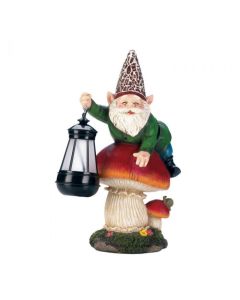 GNOME ON MUSHROOM SOLAR STATUE